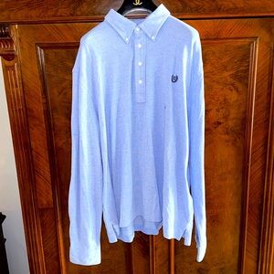 NWT Chaps long sleeve mens button down polo XXL in a beautiful blue color.